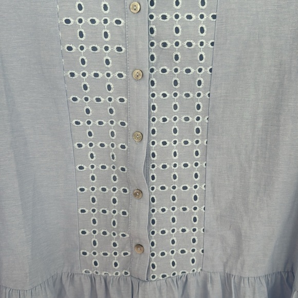 ZARA Embroidered Mini Swing Dress Eyelet Crochet, Light Blue - Size S - Picture 5 of 7